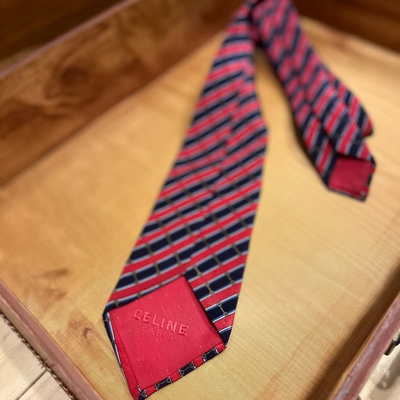 Slim vintage Celine Paris tie in exceptional quality, silk - Picture 3 of 5
